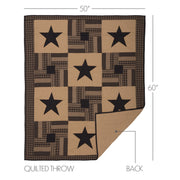 Black Check Star Quilted Throw 50x60