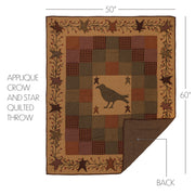 Heritage Farms Applique Crow and Star Quilted Throw 50x60