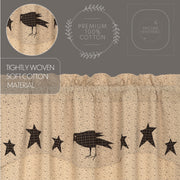 Kettle Grove Short Panel with Attached Applique Crow and Star Valance Set of 2 63x36