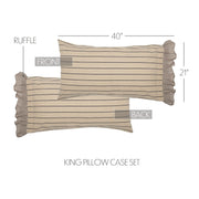 Sawyer Mill Charcoal Stripe Ruffled King Pillow Case Set of 2 21x40