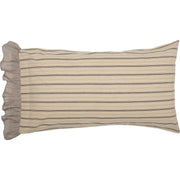 Sawyer Mill Charcoal Stripe Ruffled King Pillow Case Set of 2 21x40