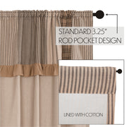 Sawyer Mill Charcoal Chambray Solid Short Panel with Attached Patchwork Valance Set of 2 63x36