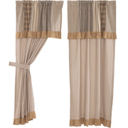Sawyer Mill Charcoal Chambray Solid Short Panel with Attached Patchwork Valance Set of 2 63x36