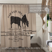Sawyer Mill Charcoal Cow Shower Curtain 72x72