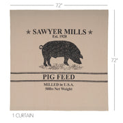 Sawyer Mill Charcoal Pig Shower Curtain 72x72