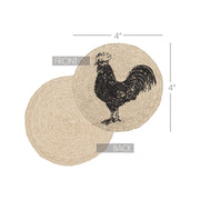 Sawyer Mill Charcoal Poultry Jute Coaster Set of 6