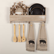 Sawyer Mill Charcoal Pig Button Loop Kitchen Towel Set of 2