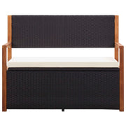 vidaXL Storage Bench 45.3" Poly Rattan and Solid Acacia Wood Black