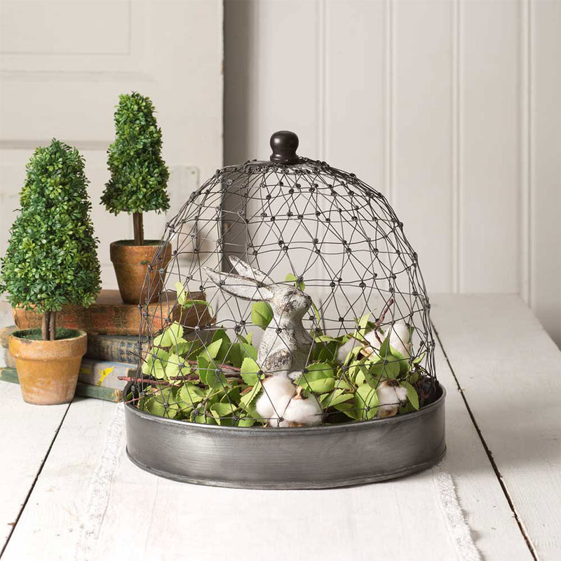 French Chicken Wire Cloche with Tray