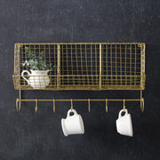 Gold Storage Basket with Hooks