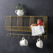 Gold Storage Basket with Hooks