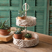 Two-Tier Wood and Macrame Tray