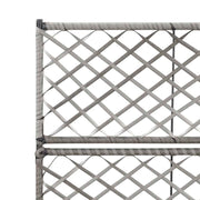 vidaXL Trellis Raised Bed with 2 Pots 22.8" x 11.8" x 42.1" Poly Rattan Gray