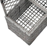 vidaXL Trellis Raised Bed with 2 Pots 22.8" x 11.8" x 42.1" Poly Rattan Gray