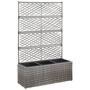 vidaXL Trellis Raised Bed with 3 Pots 32.7"x11.8"x51.2" Poly Rattan Gray