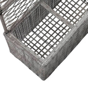 vidaXL Trellis Raised Bed with 3 Pots 32.7"x11.8"x51.2" Poly Rattan Gray