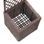 vidaXL Trellis Raised Bed with 1 Pot 11.8"x11.8"x42.1" Poly Rattan Brown