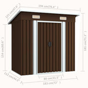 vidaXL Garden Storage Shed Brown 76.4"x47.6"x71.3" Steel