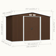 vidaXL Garden Storage Shed Brown 101.2"x80.7"x70.1" Steel