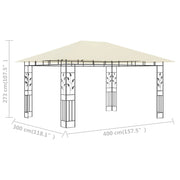 vidaXL Gazebo with Mosquito Net 13.1'x9.8'x9' Cream 0.6 oz/ft