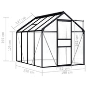 vidaXL Greenhouse Anthracite Aluminum 51.1 ft