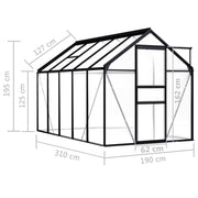 vidaXL Greenhouse Anthracite Aluminum 63.4 ft