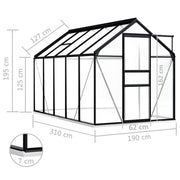 vidaXL Greenhouse with Base Frame Anthracite Aluminum 63.4 ft