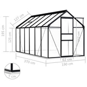 vidaXL Greenhouse with Base Frame Anthracite Aluminum 75.7 ft