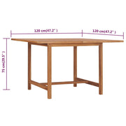 vidaXL Garden Table 47.2"x47.2"x29.5" Solid Teak Wood