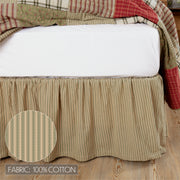 Prairie Winds Green Ticking Stripe Queen Bed Skirt 60x80x16