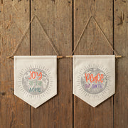 Set of Two Peace and Joy Fabric Wall Hangings
