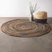 Natural and Black Swirl Jute Rug