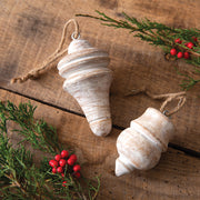 Set of Two Wood Top Ornaments