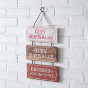 City Sidewalks Busy Sidewalks Hanging Sign