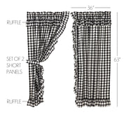 Annie Buffalo Black Check Ruffled Short Panel Set of 2 63x36