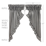 Annie Buffalo Black Check Ruffled Prairie Short Panel Set of 2 63x36x18