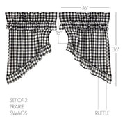 Annie Buffalo Black Check Ruffled Prairie Swag Set of 2 36x36x18