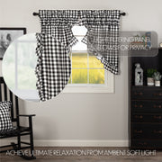 Annie Buffalo Black Check Ruffled Prairie Swag Set of 2 36x36x18