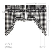 Annie Buffalo Black Check Ruffled Swag Set of 2 36x36x16
