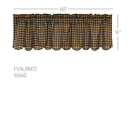 Black Check Scalloped Valance 16x60