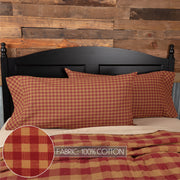 Burgundy Check King Pillow Case Set of 2 21x40