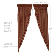 Burgundy Star Scalloped Prairie Long Panel Set of 2 84x36x18