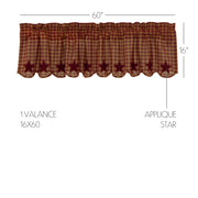 Burgundy Star Scalloped Valance 16x60