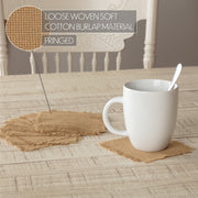 Burlap Natural Coaster Set of 12 Fringed 4x4