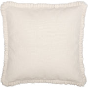 Burlap Antique White Fabric Euro Sham w/ Fringed Ruffle 26x26