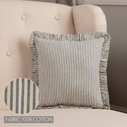 Hatteras Seersucker Blue Ticking Stripe Fabric Pillow 12x12