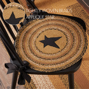 Kettle Grove Jute Chair Pad Applique Star 15 inch Diameter Set of 6