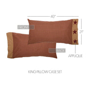 Ninepatch Star King Pillow Case w/Applique Border Set of 2 21x40