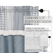 Sawyer Mill Blue Chambray Solid Panel with Attached Patchwork Valance Set of 2 84x40