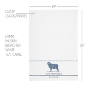 Sawyer Mill Blue Lamb Muslin Bleached White Tea Towel 19x28